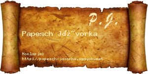 Papesch Jávorka névjegykártya